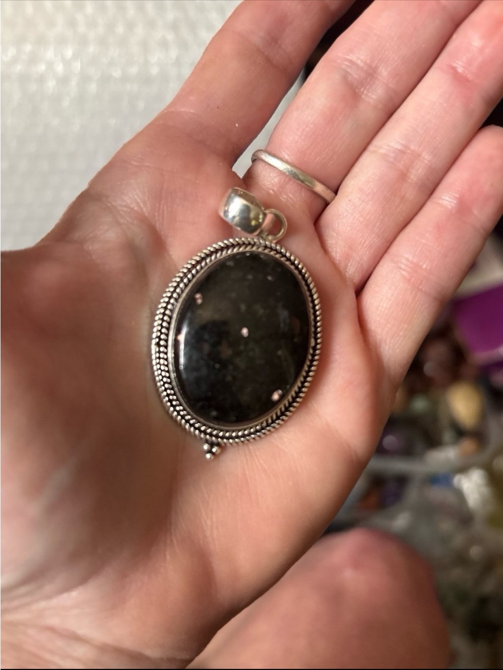 Sterling Silver Nummite pendant RARE HQ